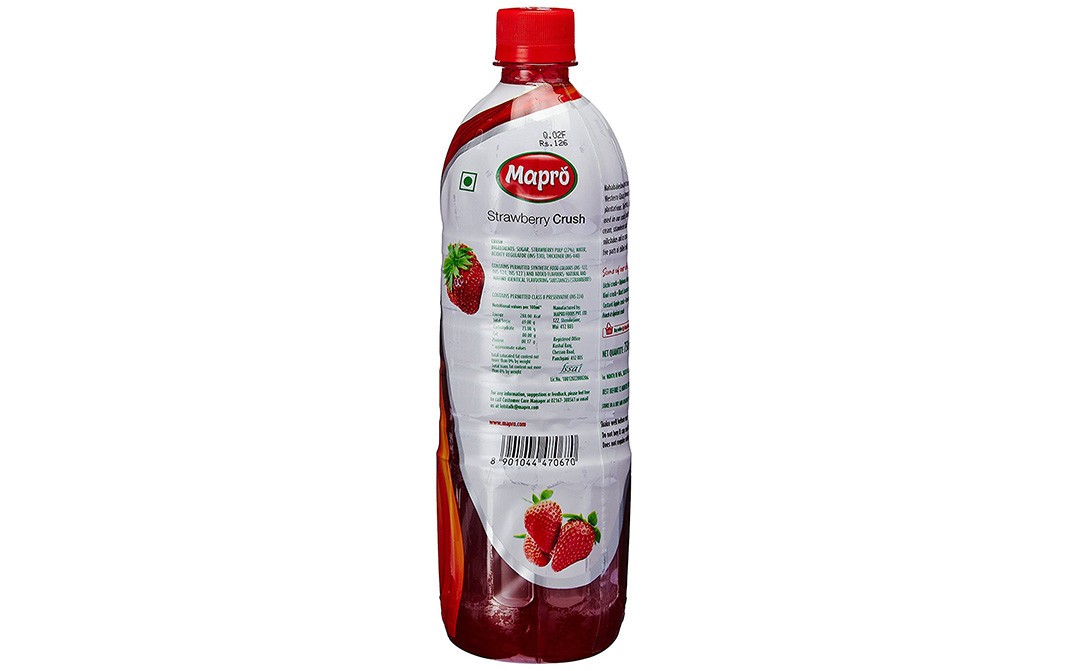Mapro Strawberry Crush    Plastic Bottle  750 millilitre